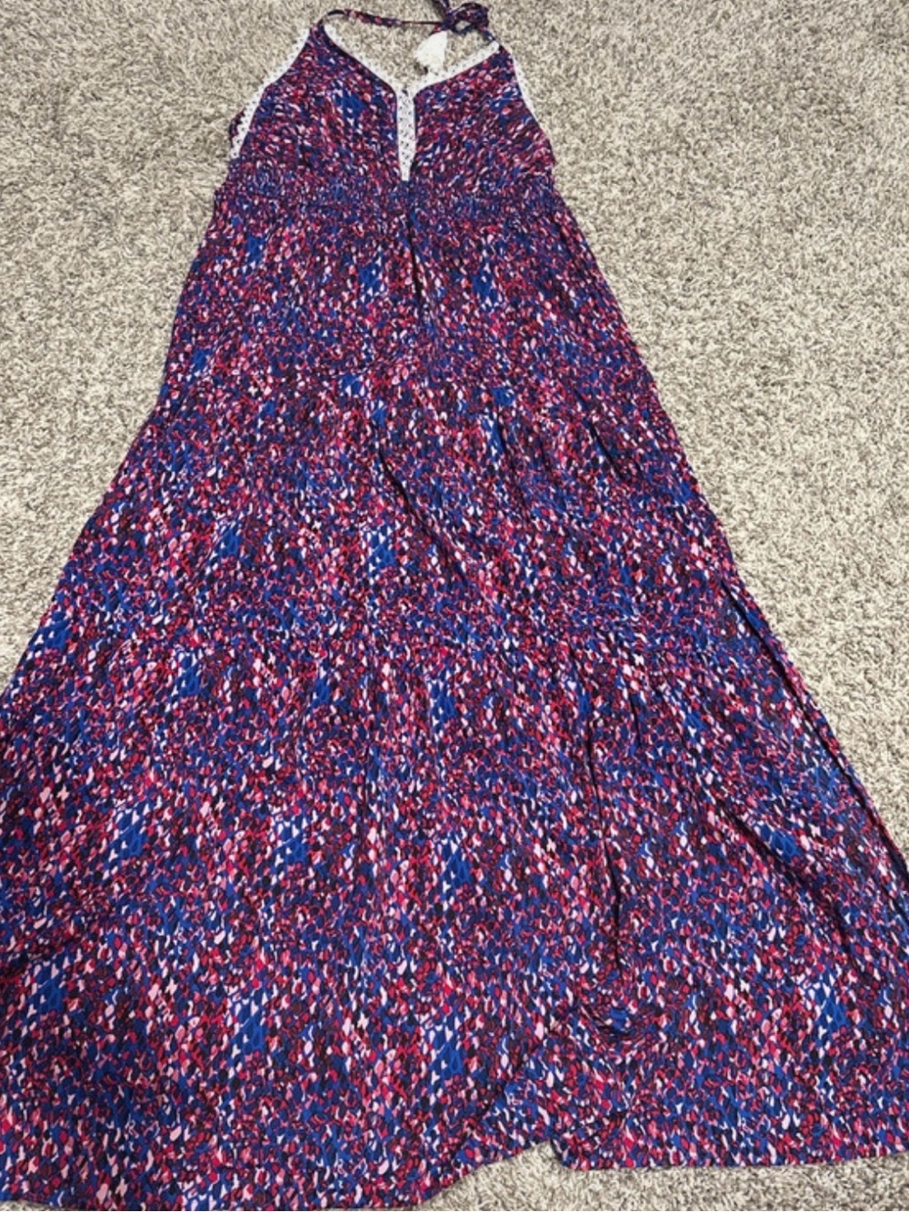SHEIN Blue & Pink Halter Maxi Dress